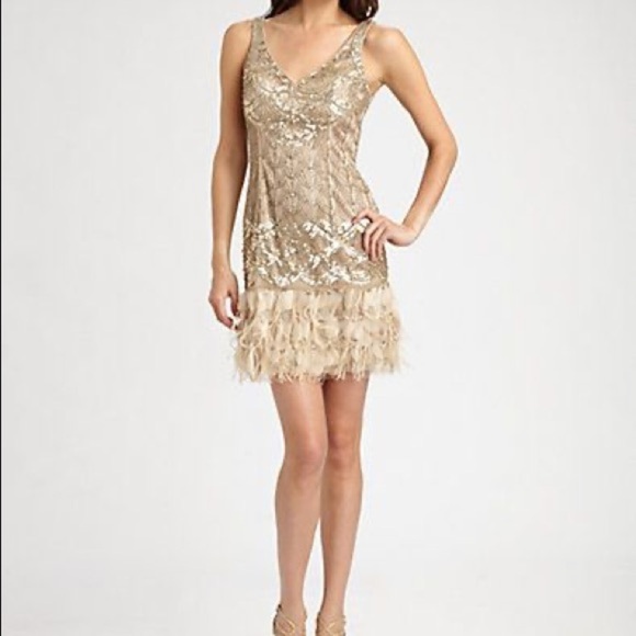 Sue Wong 1920’s Sequin and Feathers  Flapper Dress - Picture 1 of 12